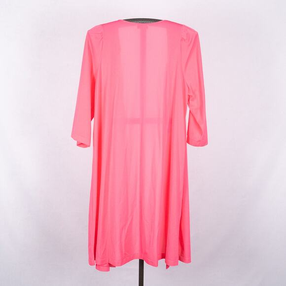 Vintage Shadowline Robe LARGE & Gown 1X Set Pink Rose Flower Embroidery USA MADE - Picture 8 of 9